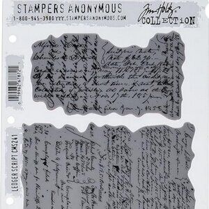 Stampers Anonymous Tim Holtz Cling Stamps 7"X8.5", Ledger Script CMS241